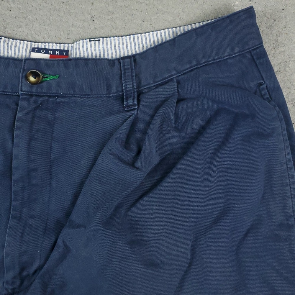 Tommy Hilfiger Shorts Mens Size 36 Blue Vintage Pleated Chino * - Picture 3 of 9